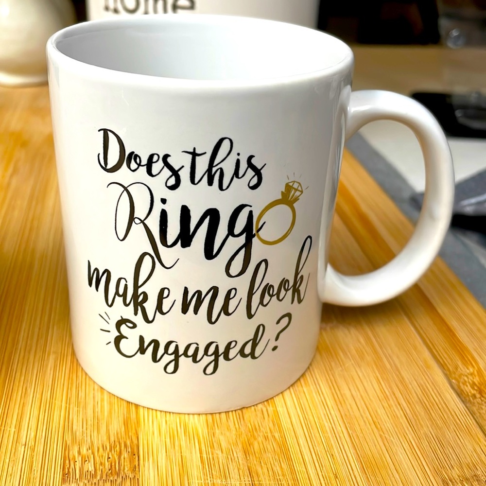 Brand new engagement announcement mug and silicone Bride Tribe wine tumbler.